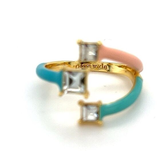 Pura Vida Teal/Pink Enamel Ring - Picture 5 of 10